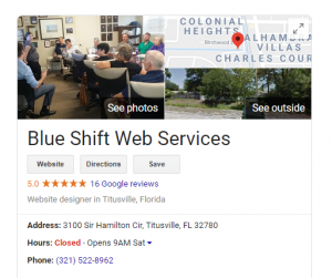 Blue Shift Web Services - Google My Business Card