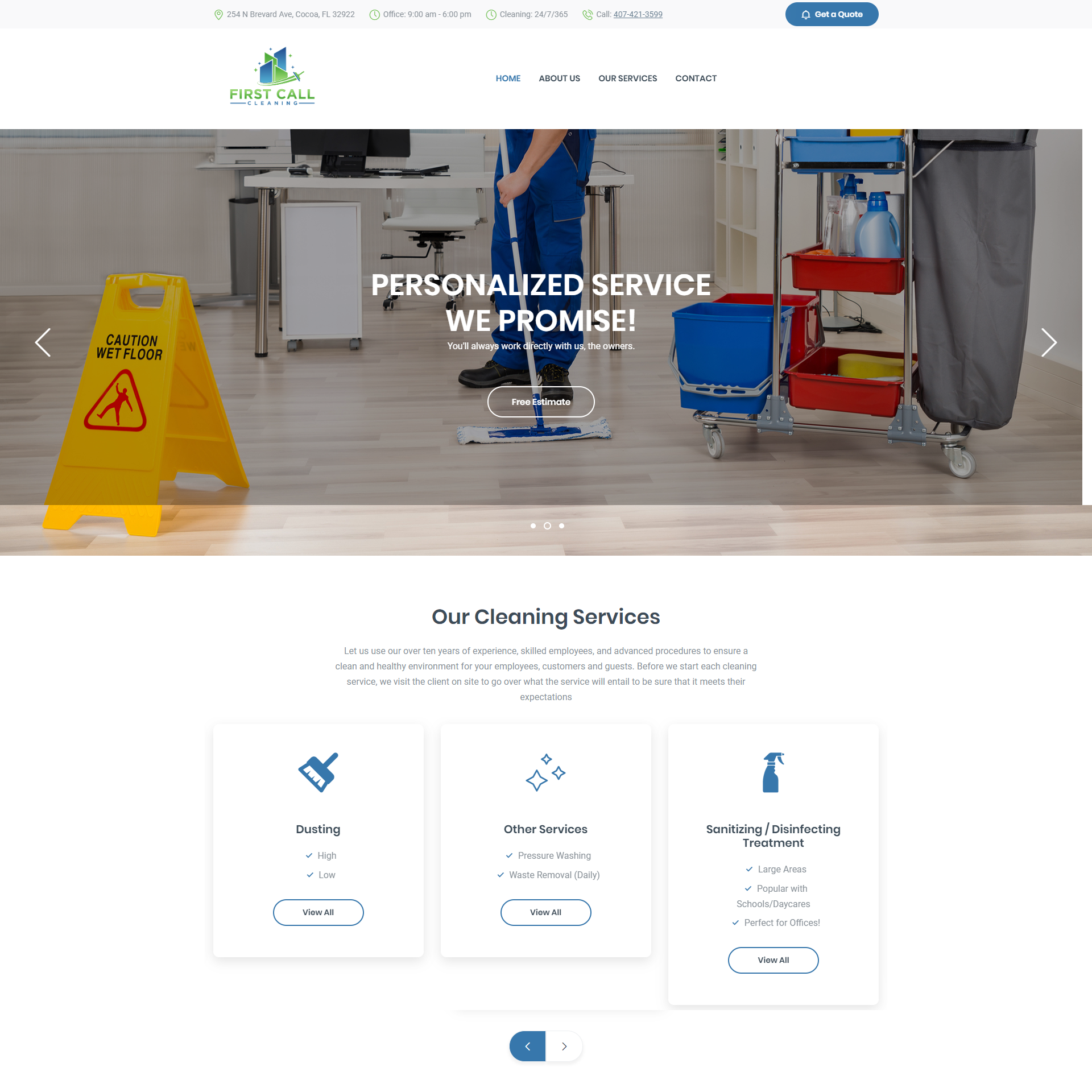 Blue Shift Web Services Web Design - First Call Cleaning preview